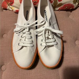 Superga Women's Canvas Sneakers in White and Orange